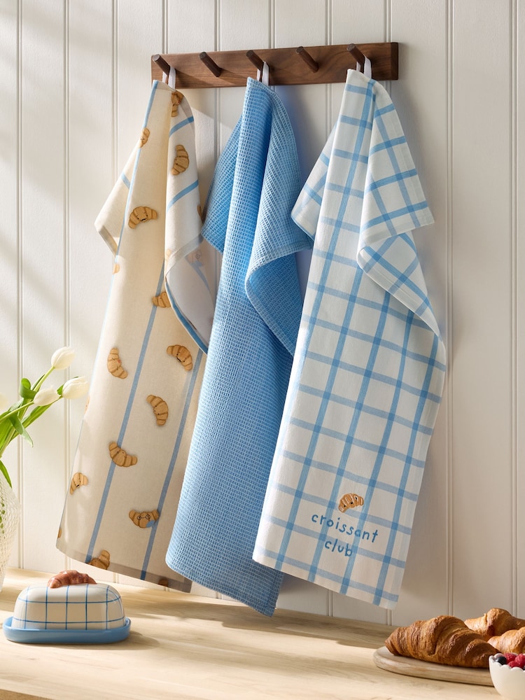 Set of 3 Claude The Croissant Tea Towels - صورة 1 من 5 Set of 3 Claude The Croissant Tea Towels - صورة 1 من 5