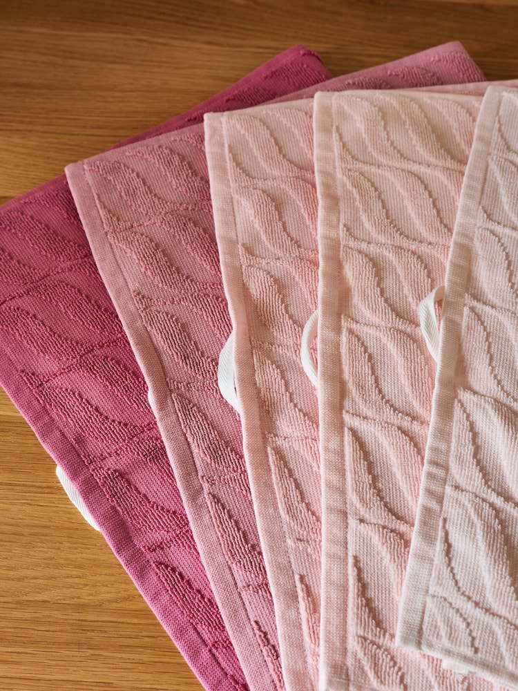 Set of 5 Pink Terry Set of 5 Tea Towels - Image 2 of 2 Set of 5 Pink Terry Set of 5 Tea Towels - Image 2 of 2