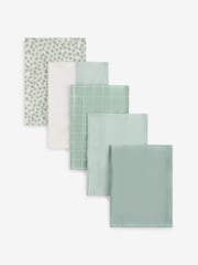 Set of 5 Sage Green Spot Spot Weave Set of 5 Tea Towels - Image 4 of 4