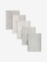 Set of 5 Grey Spot Spot Weave Set of 5 Tea Towels - Image 4 of 4