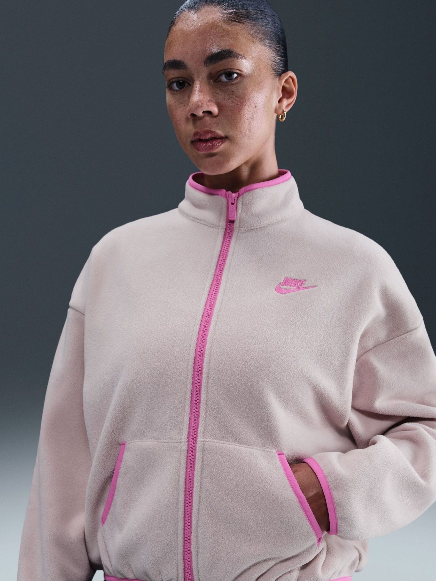 pink nike fleece jacket