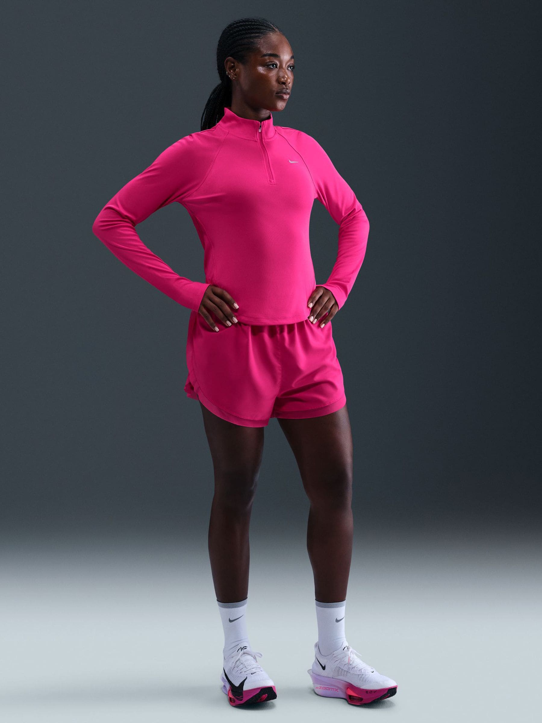 pink nike long sleeve running top