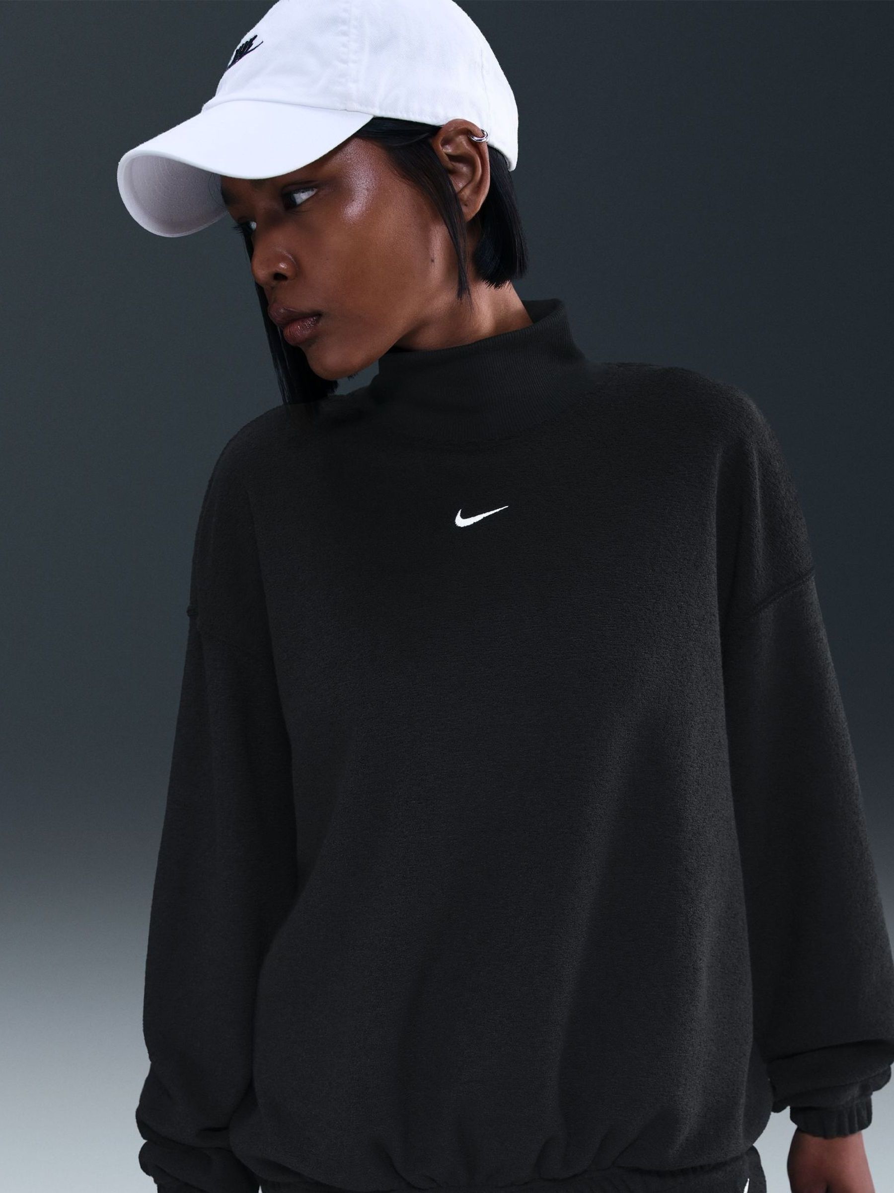 Buy Nike Black Oversized Sportswear Phoenix Plush Cozy Long-Sleeve