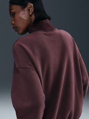 Nike Red Oversized Sportswear Phoenix Plush Cozy Long Sleeve Mock Neck Top - Image 4 of 5