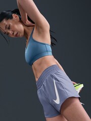 Nike World Indigo Blue One Swoosh Dri-FIT Mid Rise 3 Brief Lined Running Shorts - Image 3 of 9
