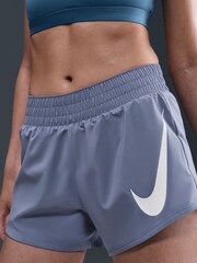 Nike World Indigo Blue One Swoosh Dri-FIT Mid Rise 3 Brief Lined Running Shorts - Image 4 of 9
