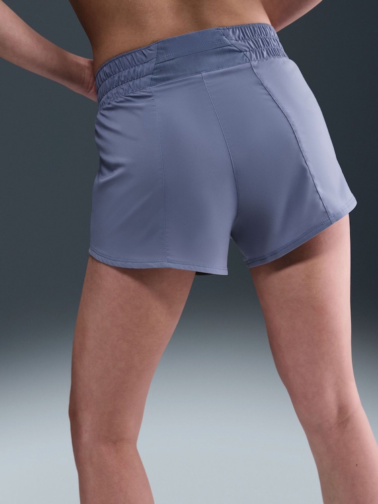 Nike World Indigo Blue One Swoosh Dri-FIT Mid Rise 3 Brief Lined Running Shorts - Image 5 of 5 Nike World Indigo Blue One Swoosh Dri-FIT Mid Rise 3 Brief Lined Running Shorts - Image 5 of 5