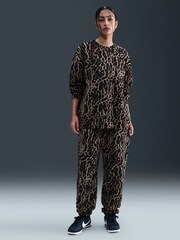 Nike Black Oversized Phoenix Fleece Animal Print Crew Neck Sweatshirt - Image 1 of 5