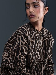 Nike Black Oversized Phoenix Fleece Animal Print Crew Neck Sweatshirt - Image 2 of 5
