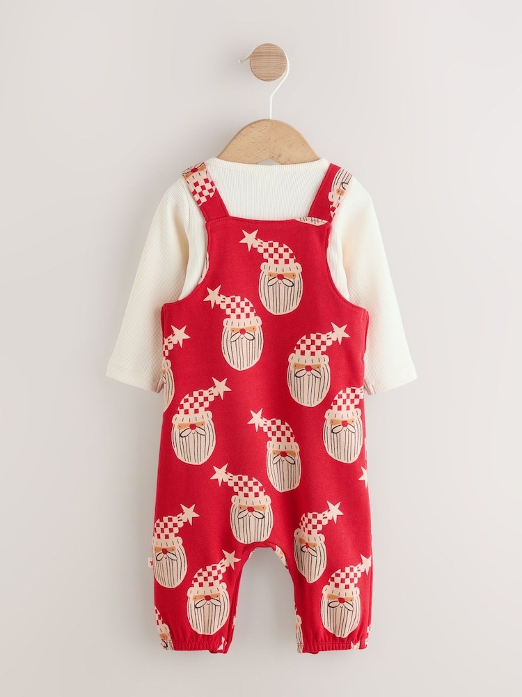 Santa, rot - All Over Print Christmas Baby Dungaree Set (0mths-3yrs) - Bild 2 von 9