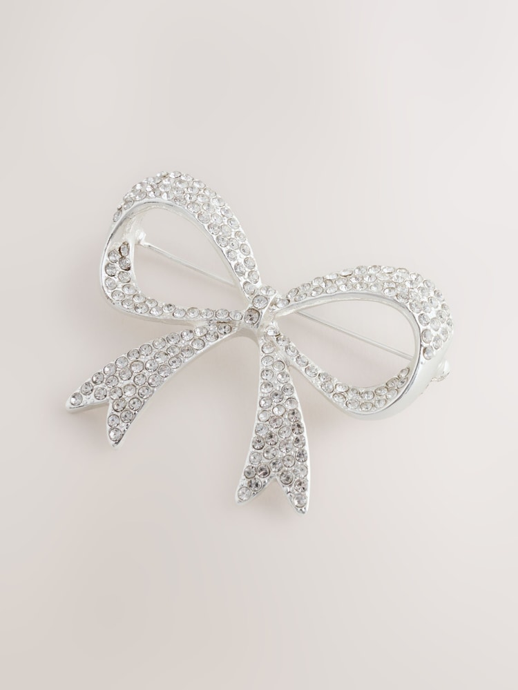 Silver Tone Bow Sparkle Brooch - Image 1 of 3