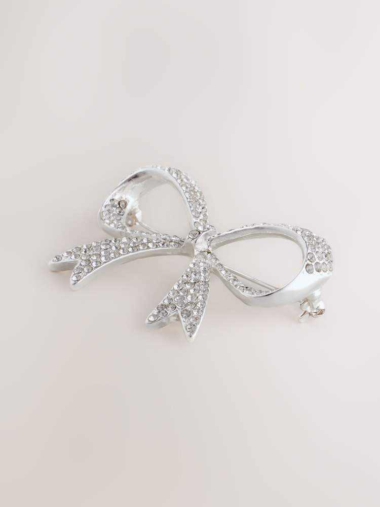 Silver Tone Bow Sparkle Brooch - Image 2 of 3