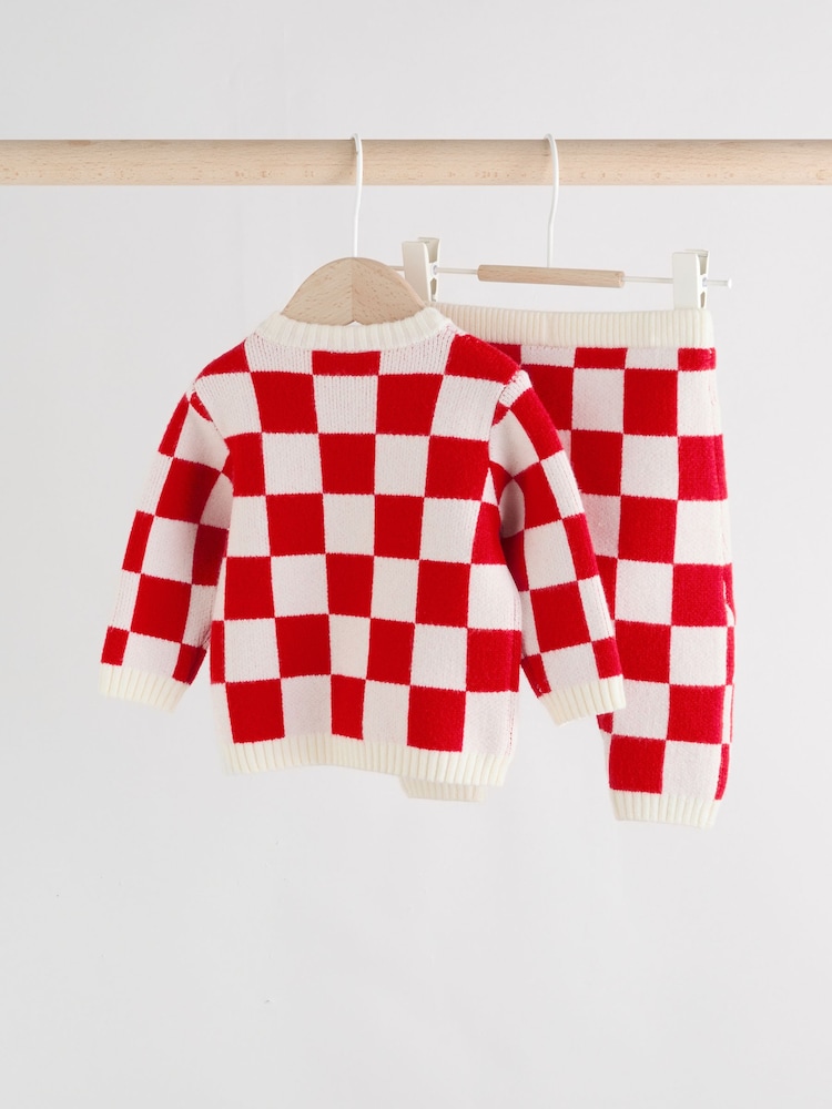 Red Santa Checkerboard Christmas Baby Jumper and Legging Set (0mths-2yrs) - Image 2 of 16