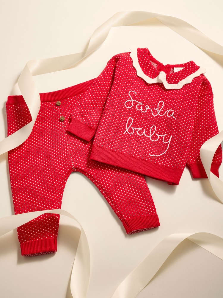 Red Santa Christmas Baby Jumper and Legging Set (0mths-2yrs) - Image 2 of 11