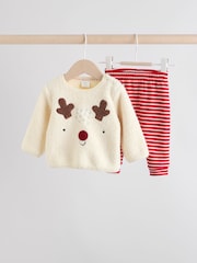 Neutral Reindeer Baby Fleece Top and Leggings Set (0mths-2yrs) - Image 1 of 15