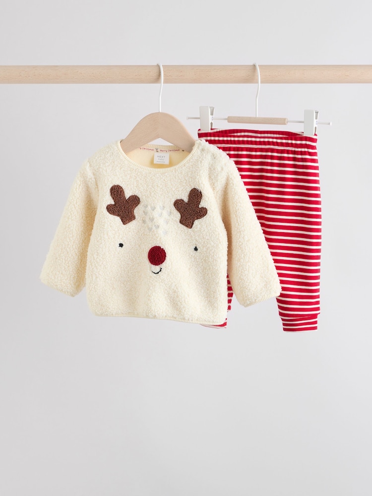 Neutral Reindeer Baby Fleece Top and Leggings Set (0mths-2yrs) - Image 1 of 15