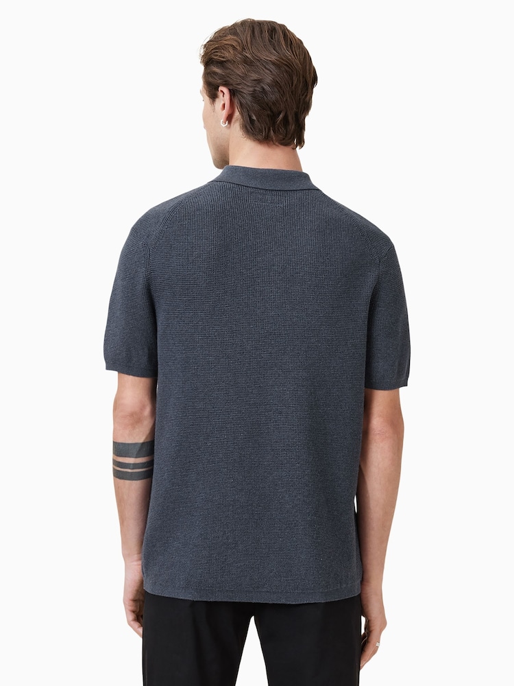 AllSaints Blue Aspen Polo Shirt - Image 2 of 6