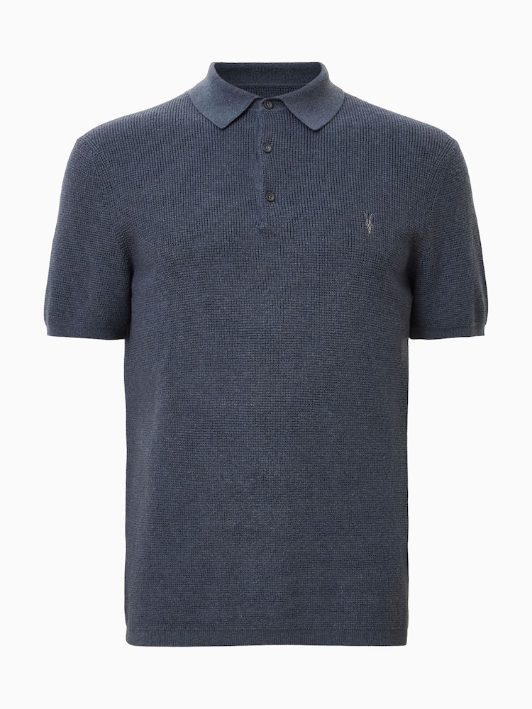 AllSaints Blue Aspen Polo Shirt - Image 6 of 6