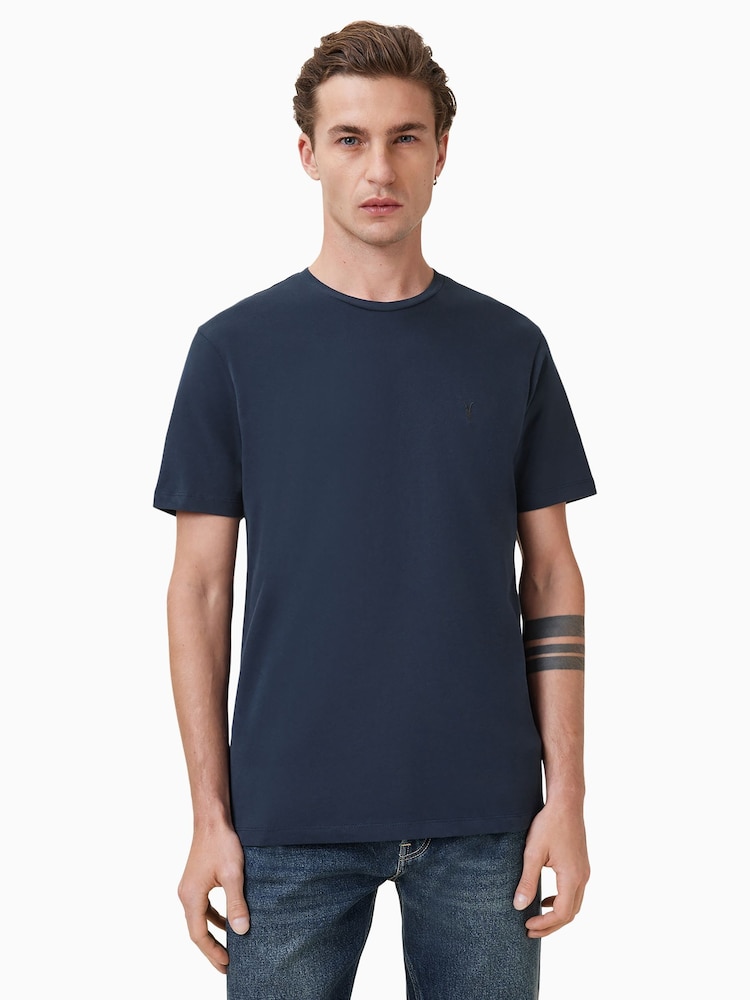 AllSaints Navy Blue Brace Short Sleeve Crew T-Shirt - Image 1 of 5