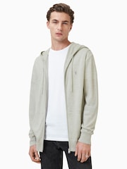 AllSaints Green Mode Merino Zip Hoodie - Image 1 of 5
