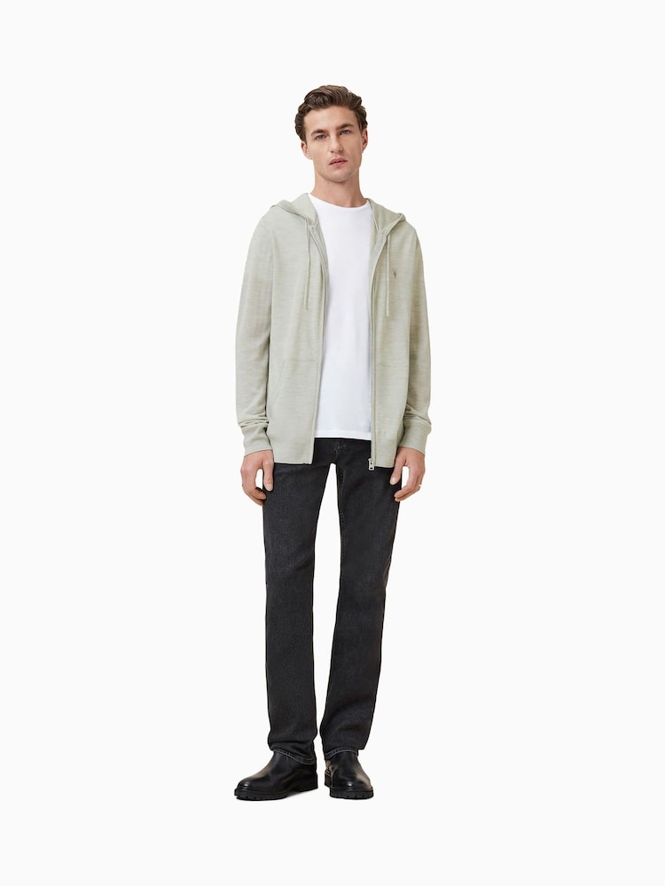 Allsaints Green Mode Merino Wool Black Zip Up Hoody - Image 2 of 3