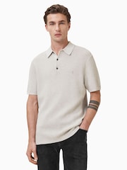 AllSaints Grey Aspen Polo Shirt - Image 1 of 7
