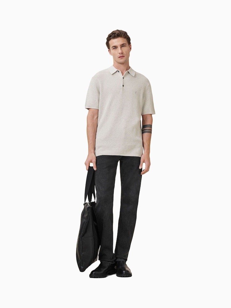 AllSaints Grey Aspen Polo Shirt - Image 2 of 7