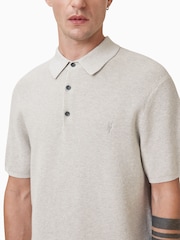 AllSaints Grey Aspen Polo Shirt - Image 3 of 7