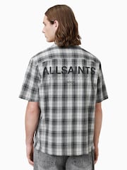AllSaints Black Undermono Short Sleeve 100% Organic Cotton Shirt - Image 2 of 8