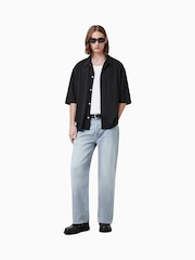 AllSaints Black Rialto Short Sleeve Shirt - Image 3 of 8