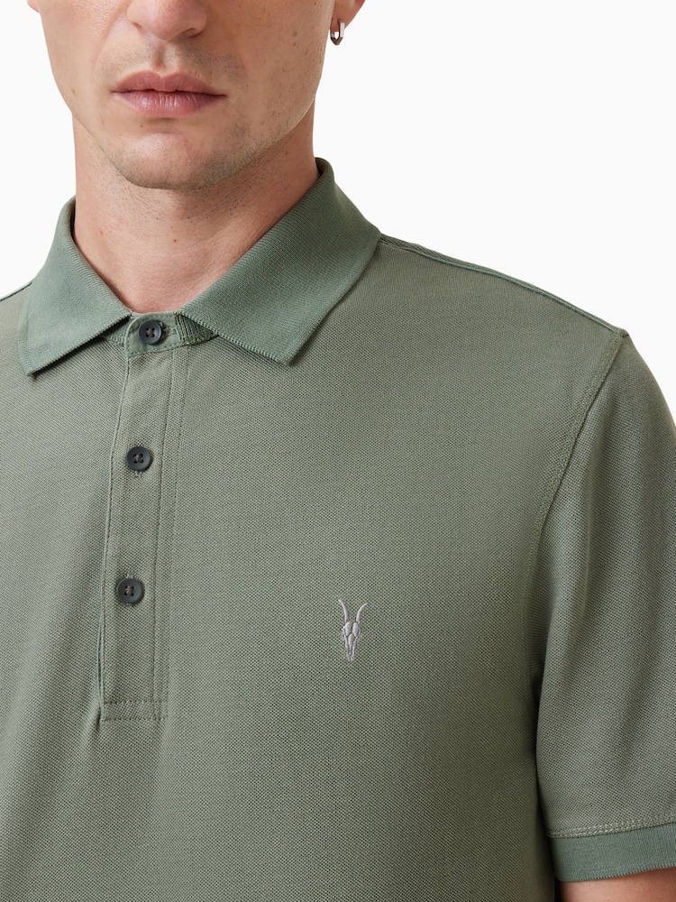 AllSaints Green Reform Short Sleeve Polo Shirts 2 Pack - Image 4 of 7
