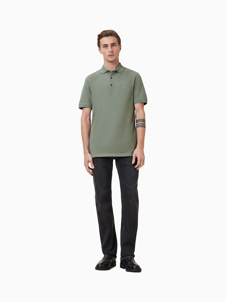 AllSaints Green Reform Short Sleeve Polo Shirts 2 Pack - Image 5 of 7