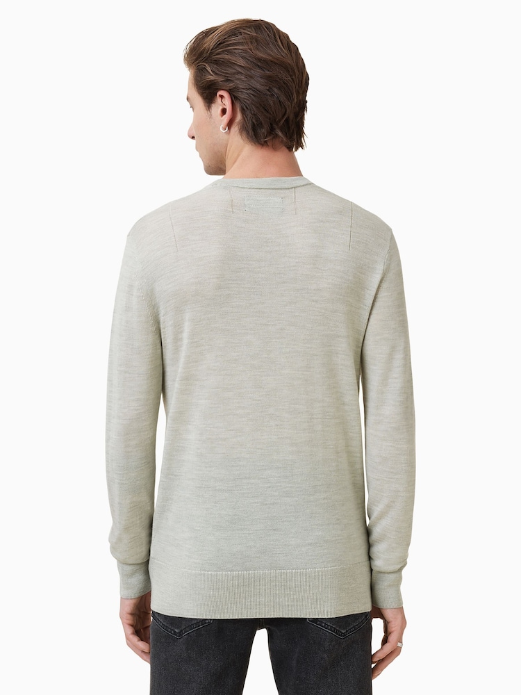 AllSaints Slate Green Mode Merino Crew Jumper - Image 2 of 8