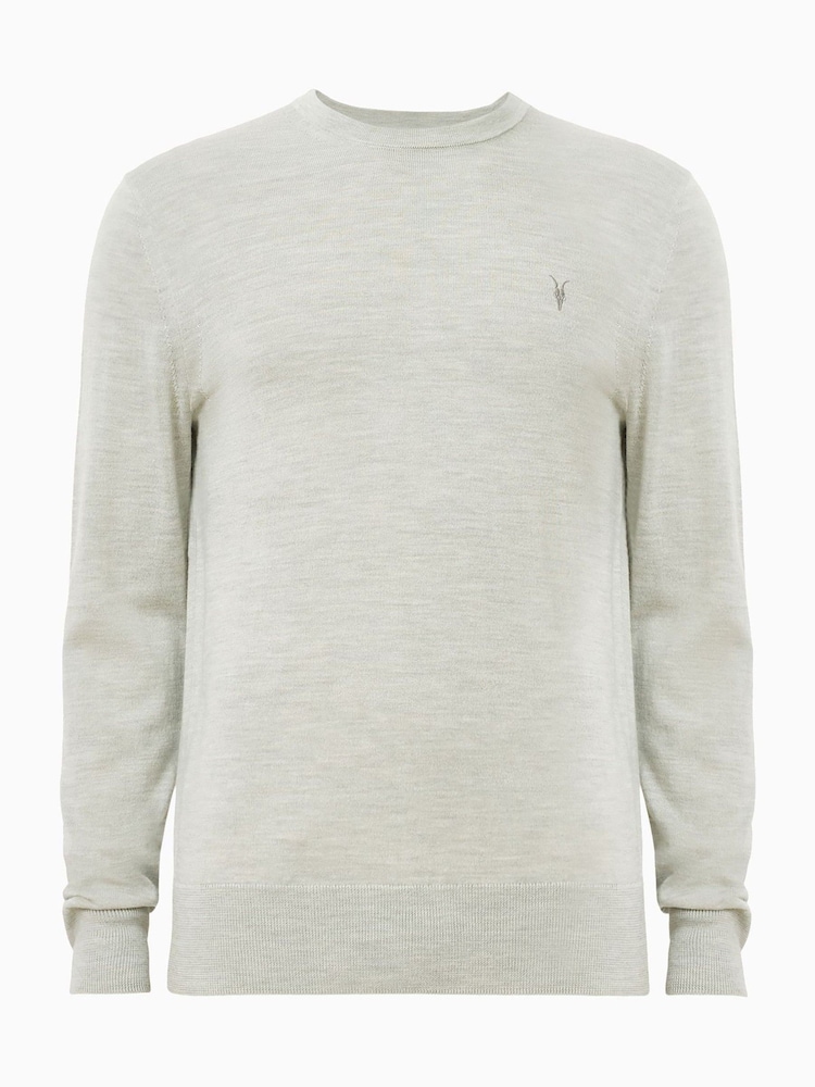 AllSaints Slate Green Mode Merino Crew Jumper - Image 8 of 8