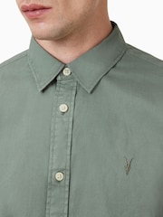 AllSaints Green Hawthorne Long Sleeve Shirt - Image 2 of 6