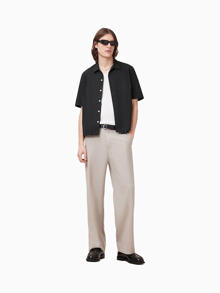 AllSaints Black Nyon Short Sleeve 100% Organic Cotton Shirt - Image 1 of 7