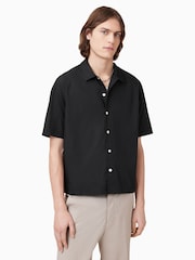 AllSaints Black Nyon Short Sleeve 100% Organic Cotton Shirt - Image 3 of 7