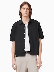AllSaints Black Nyon Short Sleeve 100% Organic Cotton Shirt - Image 4 of 7