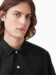 AllSaints Black Nyon Short Sleeve 100% Organic Cotton Shirt - Image 5 of 7