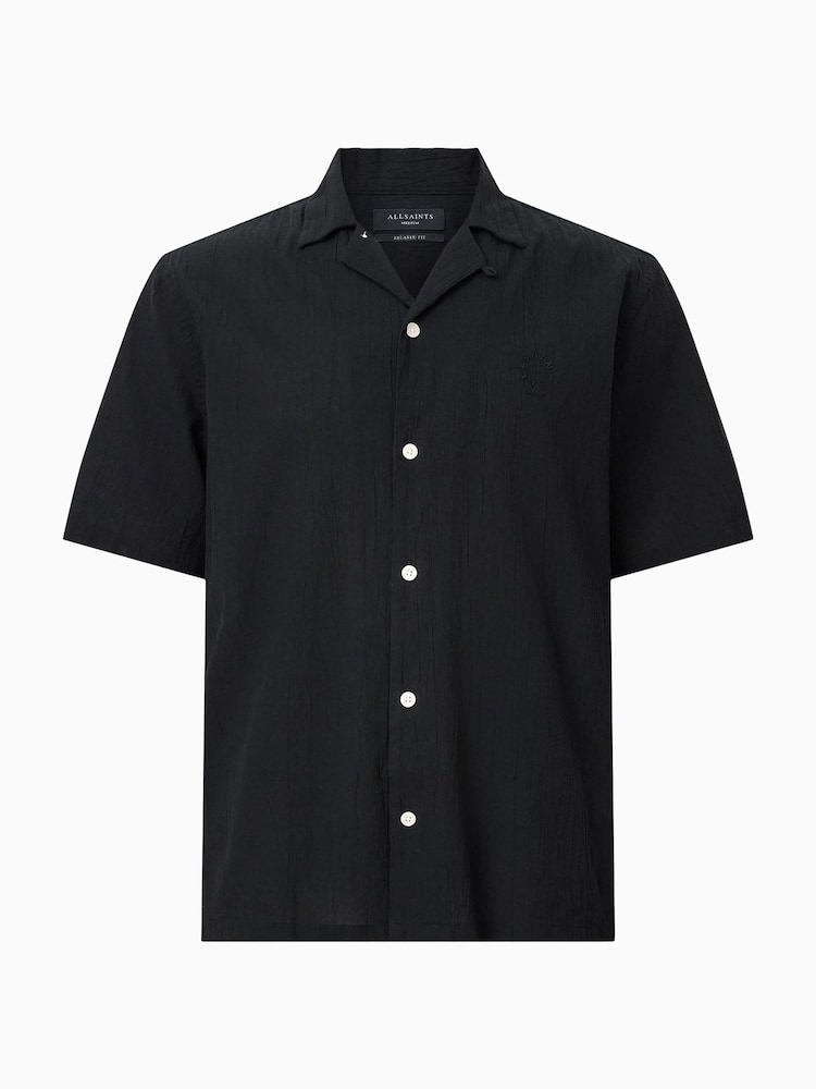 AllSaints Black Nyon Short Sleeve 100% Organic Cotton Shirt - Image 7 of 7