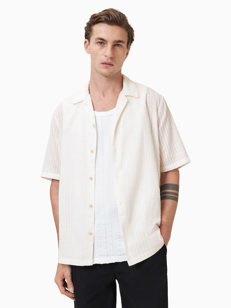 AllSaints White Shaw Short Sleeve 100% Organic Cotton Shirt - Image 2 of 8