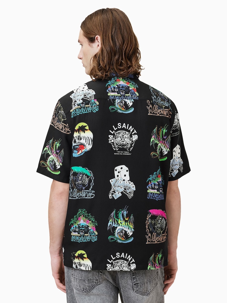 AllSaints Black Gnar Short Sleeve Shirt - Image 3 of 8