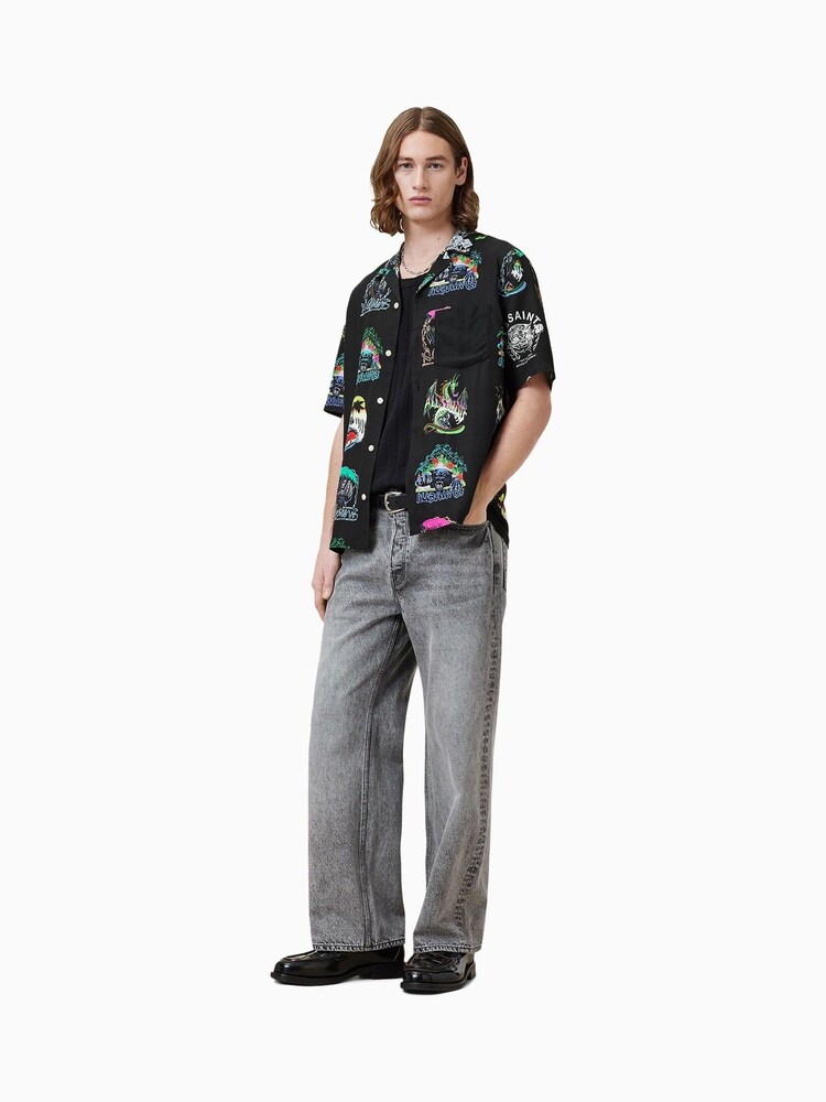 AllSaints Black Gnar Short Sleeve Shirt - Image 5 of 8