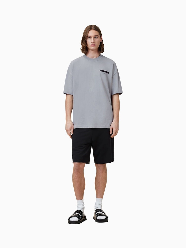 AllSaints Grey 100% Organic Cotton Redact Crew T-Shirt - Image 3 of 8