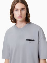 AllSaints Grey 100% Organic Cotton Redact Crew T-Shirt - Image 4 of 8