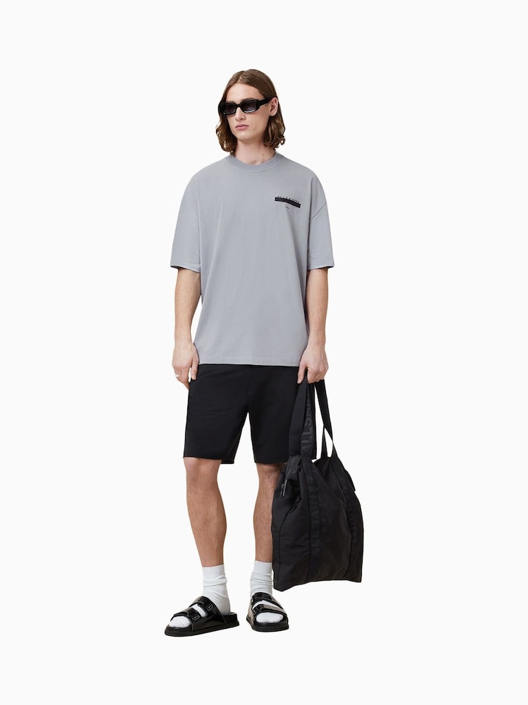 AllSaints Grey 100% Organic Cotton Redact Crew T-Shirt - Image 5 of 8