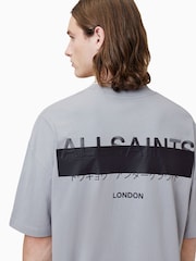 AllSaints Grey 100% Organic Cotton Redact Crew T-Shirt - Image 6 of 8
