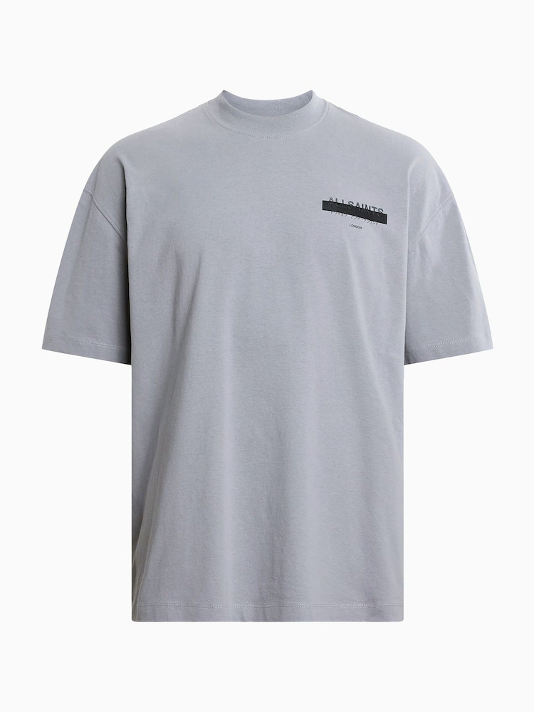 AllSaints Grey 100% Organic Cotton Redact Crew T-Shirt - Image 7 of 8