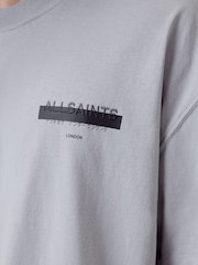 AllSaints Grey 100% Organic Cotton Redact Crew T-Shirt - Image 8 of 8