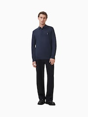 AllSaints Blue Mode Merino Longsleeve Polo Shirt - Image 2 of 5